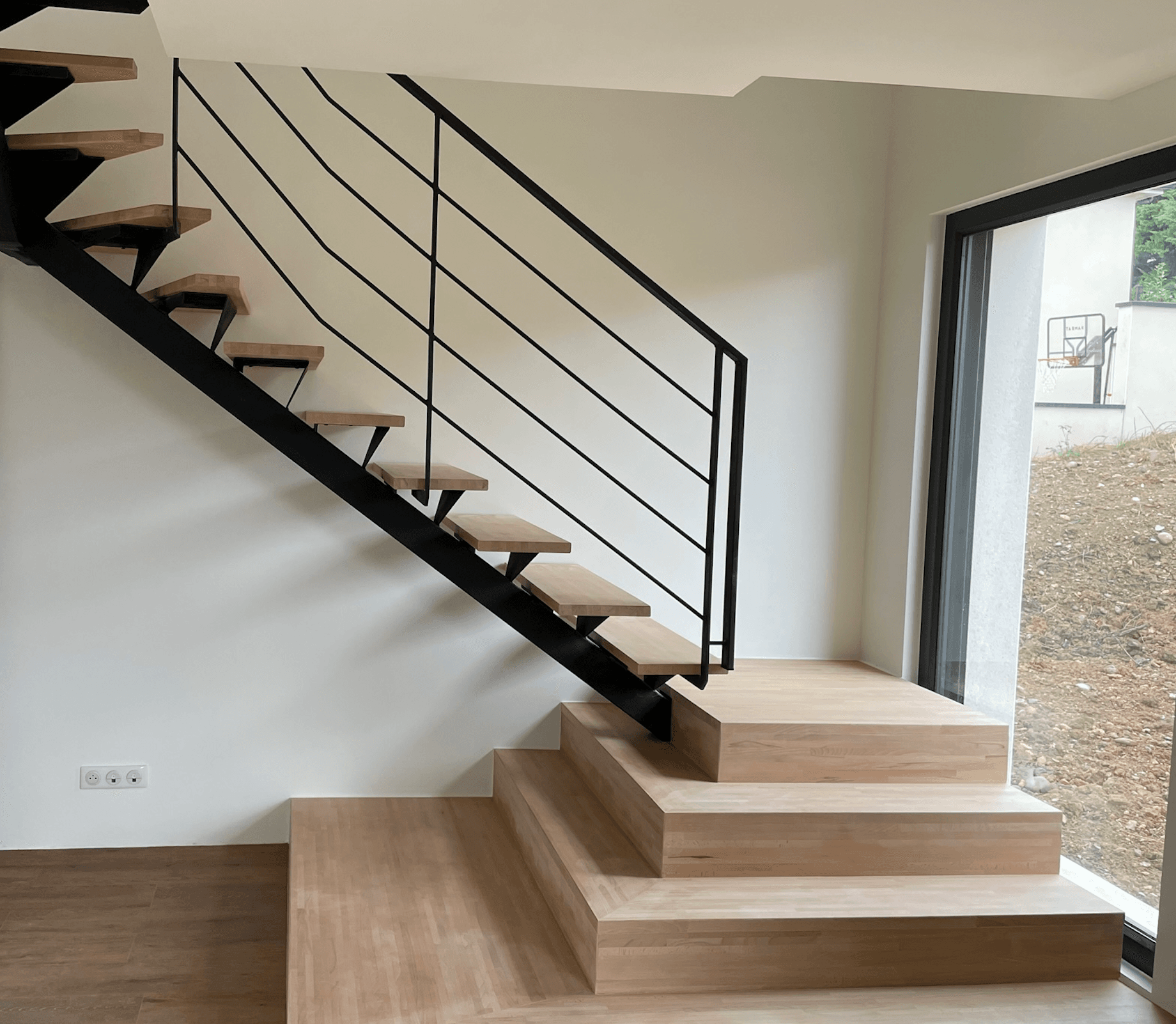 Modélisation 3D d'escalier avec rampe et garde-corps